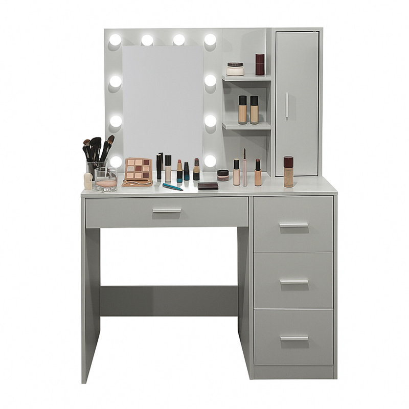 Тоалетка Aga с огледало и осветление Сив