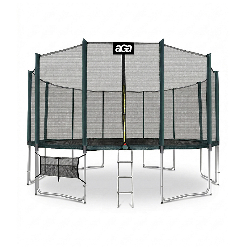 Aga SPORT PRO Батут 500 см Тъмнозелен + защитна мрежа + стълба + джоб за обувки