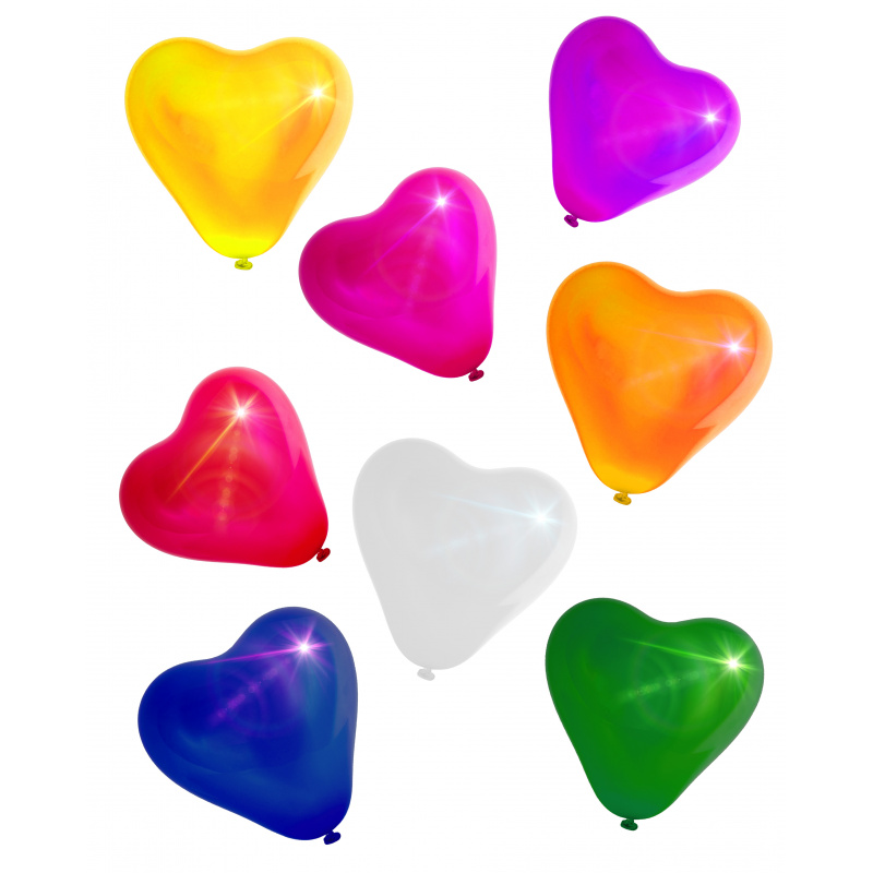 Aga4Kids Латексов балон Сърце с LED микс от цветове 25 см