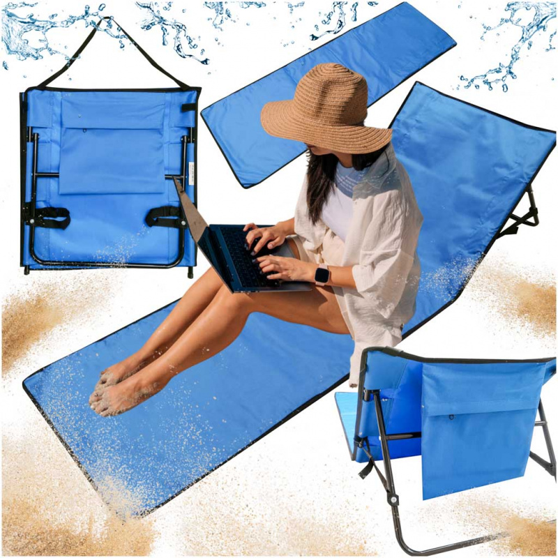 Aga Плажен шезлонг с облегалка, сгъваем 150x47x48cm