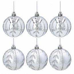 Коледни колби Aga 7cm 6pcs Silver - Листовки