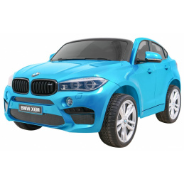 BMW X6M XXL за 2 деца Blue + Pilot + Eco leather + Safety belts + Slow start + MP3 + LED