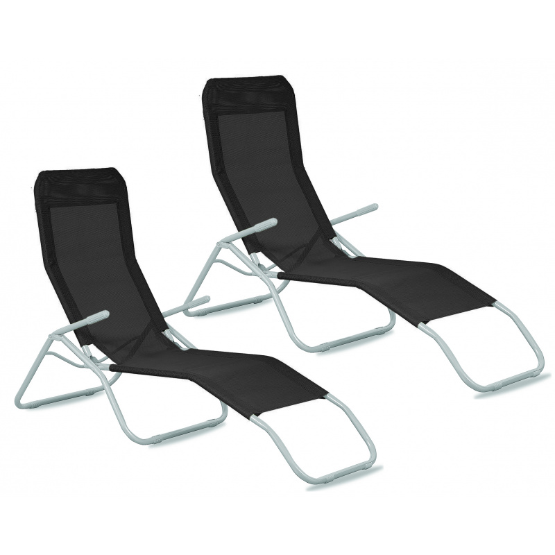 Aga 2x Градински шезлонг SIESTA Black