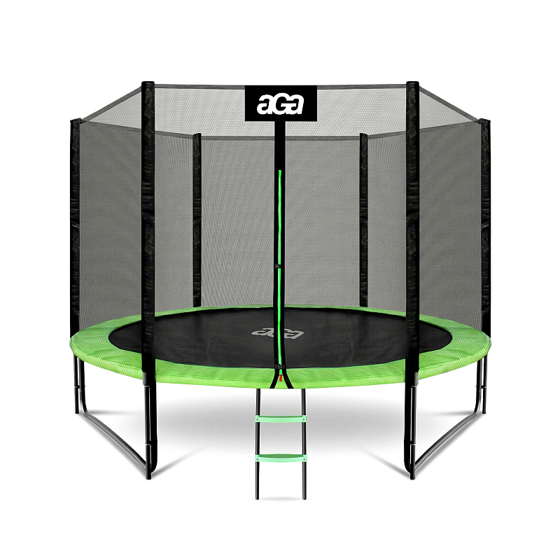 Aga SPORT PRO Батут 305 см Светлозелен + защитна мрежа + стълба