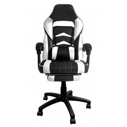 Офис стол Aga Черен - Бял с подложка за крака