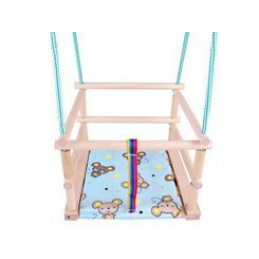 Детска дървена шарена люлка + възглавница SP0210