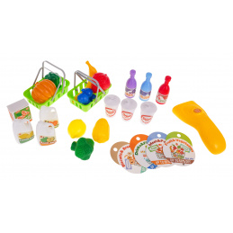 Динозавър за яздене + магазин за хранителни стоки 2в1 за деца 3+ Фигури за храна + аксесоари 55 ел.