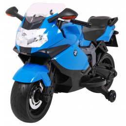 BMW K1300S Детска батерия за мотоциклет Blue + помощни колела + звукови светлини + бавен старт