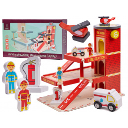 Детски дървен гараж Aga GANAO - Пожарна команда