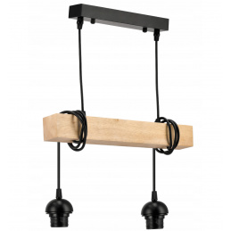 LED висящо таванно осветително тяло 2xE27 лофт дърво, регулируеми абажури