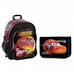 Училищен комплект Paso трикамерна раница + моливник Cars