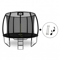 Aga SPORT EXCLUSIVE Батут 305 см Черен + защитна мрежа + стълба + комплект за закрепване 2 бр.