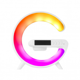 Aga RGB LED лампа 5в1 с безжично зарядно Бяла