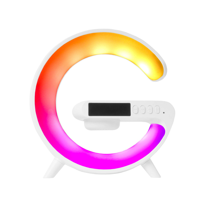 Aga RGB LED лампа 5в1 с безжично зарядно Бяла