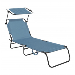 Aga Градински регулируем шезлонг с навес Светлосин 2DAZ624 - II. КАЧЕСТВО